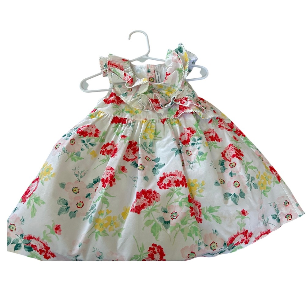 Janie and Jack Girls Floral Ruffle Collar Bow Back Party Dress 12-18 Months